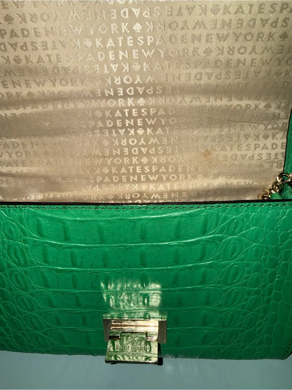 Kate Spade Croc-Embossed Orchard Valley Fiona Flap 2- Way COA Included